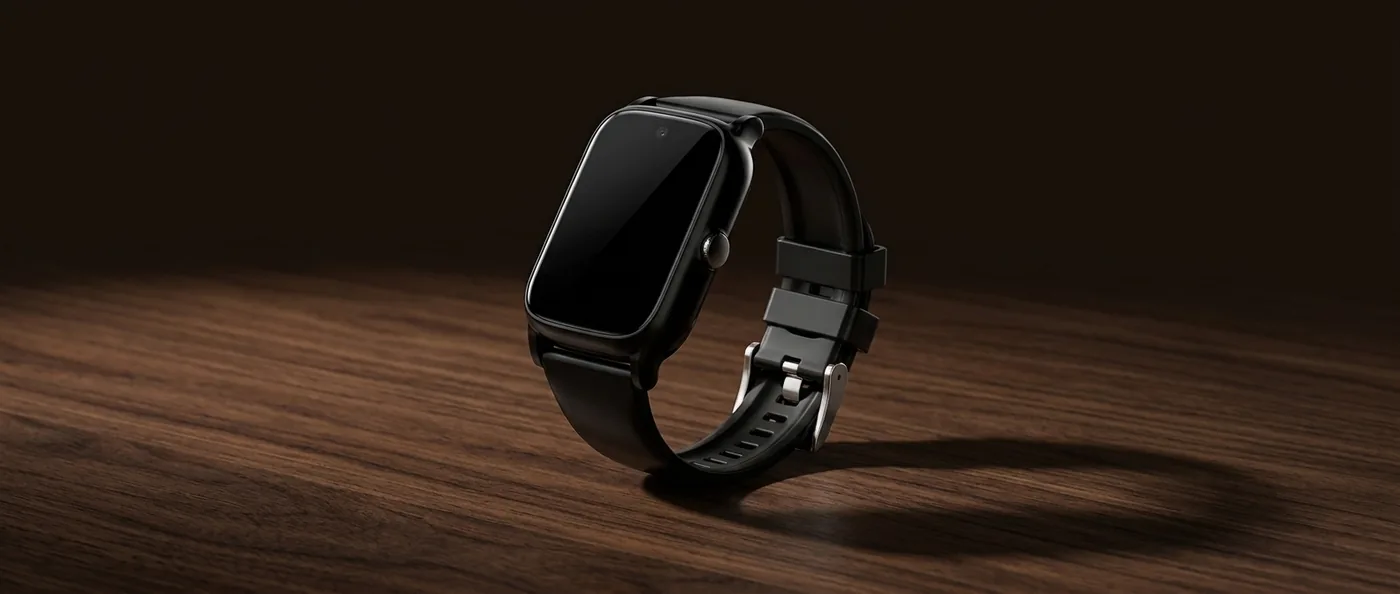 Product hero — the watch on a warm dark surface, single soft light